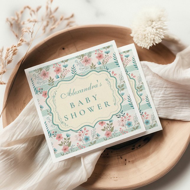 Serviette En Papier Victorian Rose Lattice Baby Shower (Créateur téléchargé)