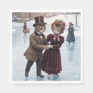 Serviette En Papier Victorian Skating Cats Napkins