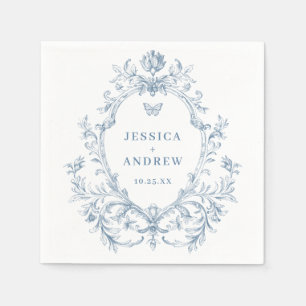 Serviette En Papier Victorien Ornate Grace Floral Dusty Mariage bleu