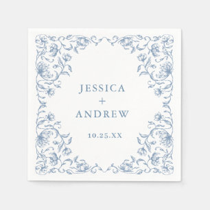 Serviette En Papier Victorien Ornate Grace Floral Dusty Mariage bleu