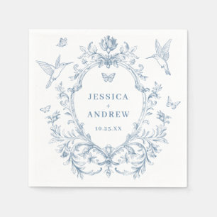 Serviette En Papier Victorien Ornate Grace Floral Dusty Mariage bleu