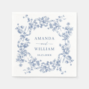 Serviette En Papier Victorien Ornate Grace Floral Dusty Mariage bleu