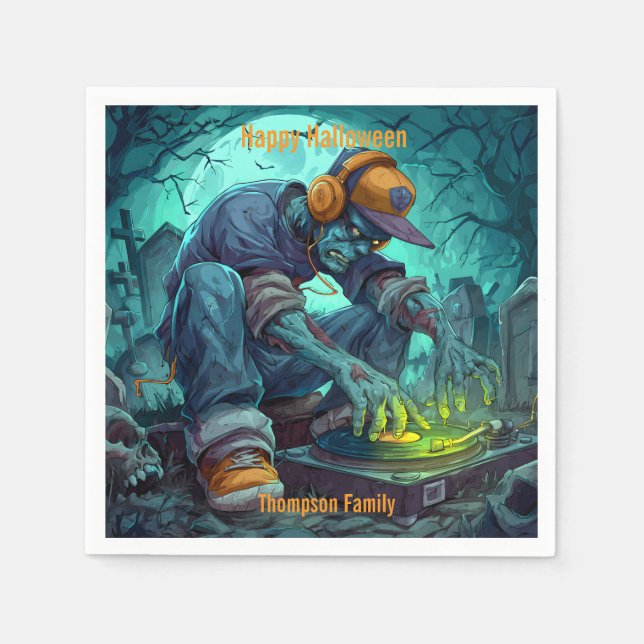 Serviette En Papier Vidéos de la fête d'Halloween Zombie DJ Rave (Devant)