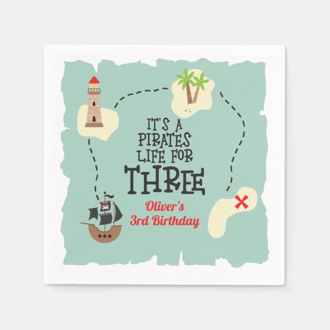 Serviette En Papier Vie de pirate pour les TROIS ans (Devant)