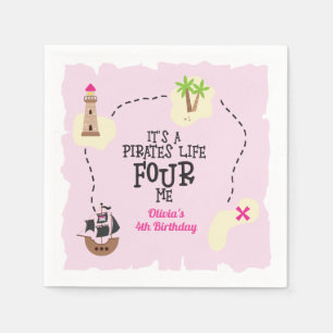 Serviette En Papier Vie de pirate POUR moi Anniversaire rose