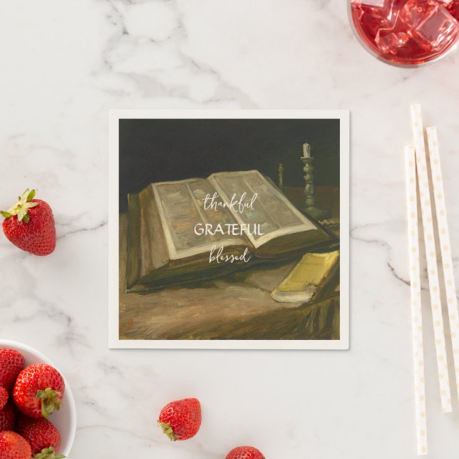Serviette En Papier Vie morte avec la Bible par Vincent Van Gogh (En situation)