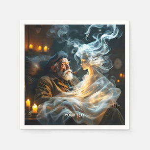 Serviette En Papier Vieil Homme de Fantaisie Mignon Fume