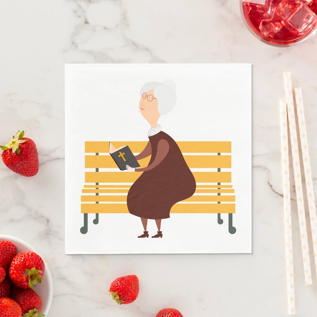 Serviette En Papier Vieille Femme Lectant La Bible (Créateur téléchargé)