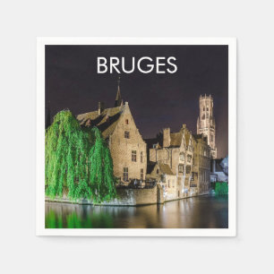 Serviette En Papier Vieille ville de Bruges et tour du Beffroi