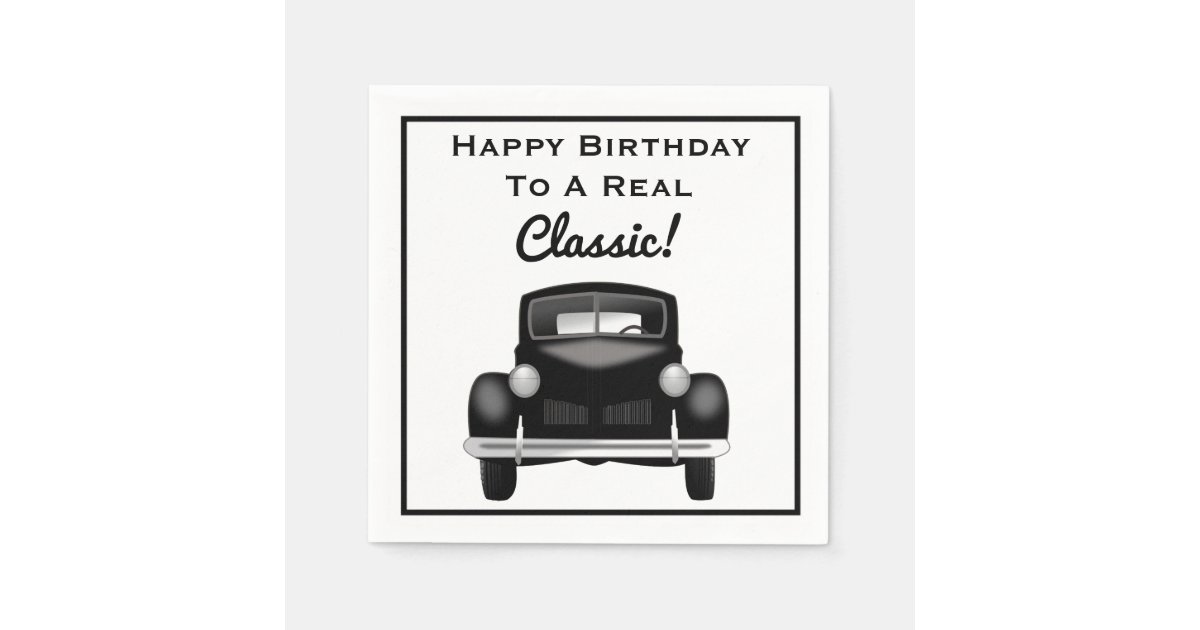 Serviette En Papier Vieille Voiture Classique Au Dessus Du Joyeux Zazzle Fr