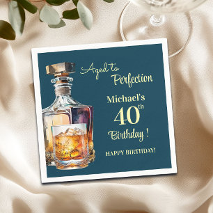 Serviette En Papier Vieilli à la perfection Hommes 40e Whisky Annivers