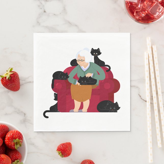 Serviette En Papier Vielle Dame de chat (Créateur téléchargé)