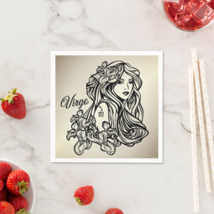 Serviette En Papier Vierge du zodiaque doré de la Vierge