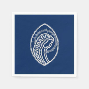 Serviette En Papier Vierge Marie, dentelle blanche, bleu marine