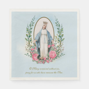 Serviette En Papier Vierge Vintage religieuse Marie Floral Cla catholi