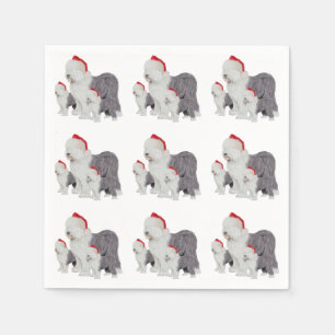 Serviette En Papier Vieux anglais Sheepdog Christmas Papier Napkin