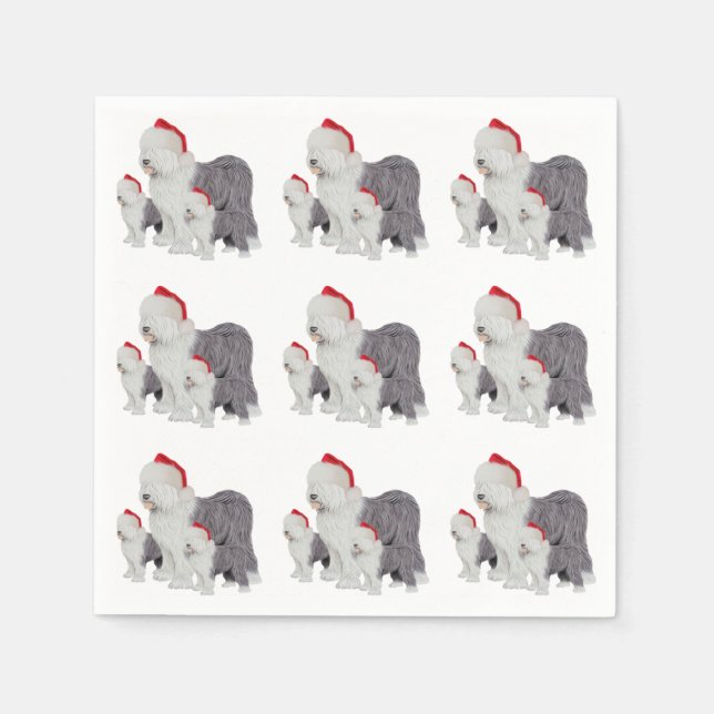 Serviette En Papier Vieux anglais Sheepdog Christmas Papier Napkin (Devant)
