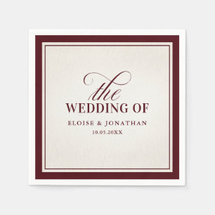 Serviette En Papier Vieux Argent Formel Moderne Mariage Bordeaux Luxe