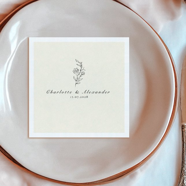 Serviette En Papier Vieux argent Mariage ivoire (Créateur téléchargé)