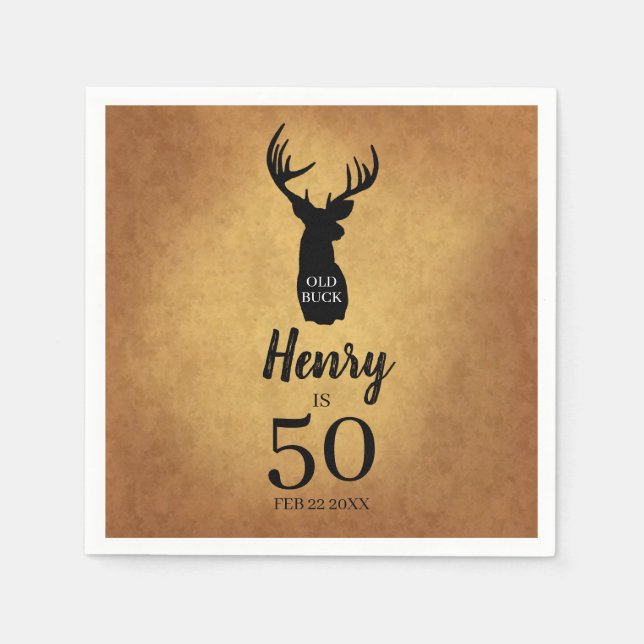 Serviette En Papier Vieux Buck 50e Anniversaire (Devant)