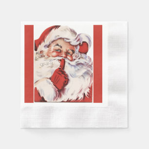 Serviette En Papier Vieux rouge gai vintage de Père Noël Shhh invent
