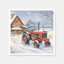 Vieux tracteur et grange Snown Ferme d'hiver Noël