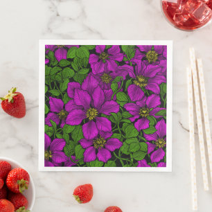 Serviette En Papier Vigne Clematis rose