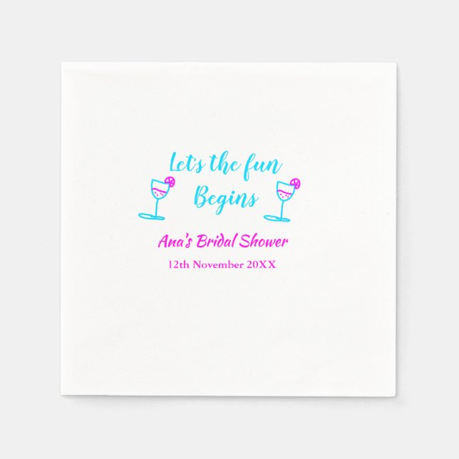 Serviette En Papier Vigne rose bleue vitre nuptiale douche Commençons  (Devant)