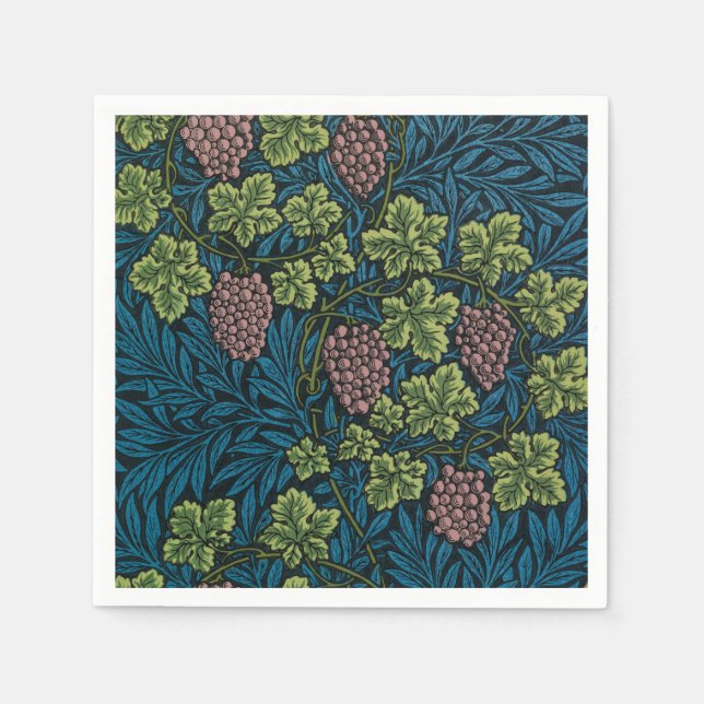 Serviette En Papier Vignes avec grappes de raisins roses (Devant)