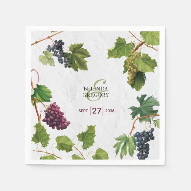 Serviette En Papier Vignoble de raisins Méditerranée Grec Mariage (Devant)