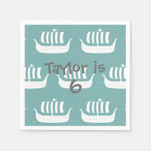 Serviette En Papier Viking ships cocktail napkin