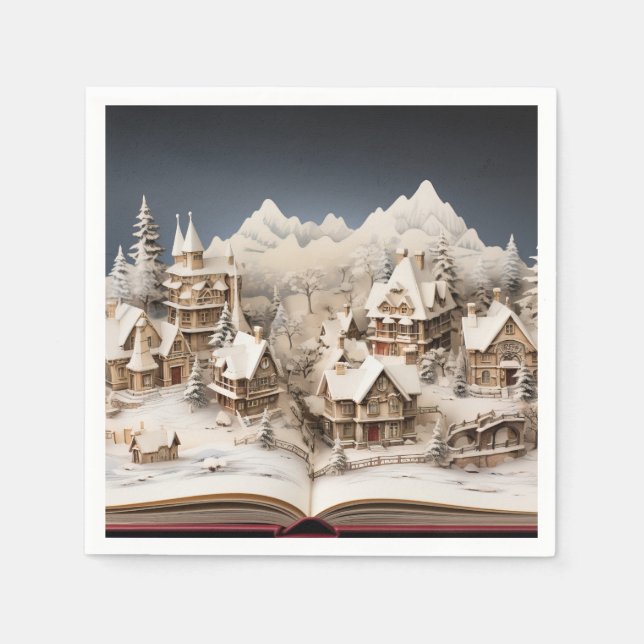 Serviette En Papier Village de Noël Alpine Storybook (Devant)