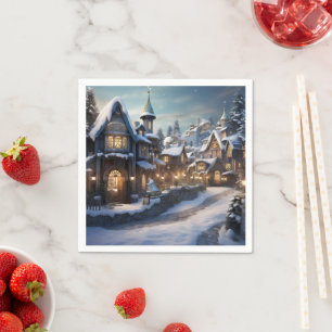 Serviette En Papier Village d'hiver Imaginaire