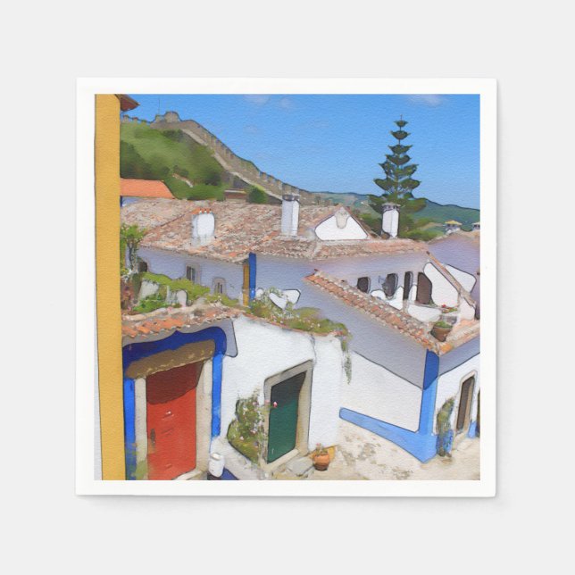 Serviette En Papier Village Watercolor (Devant)