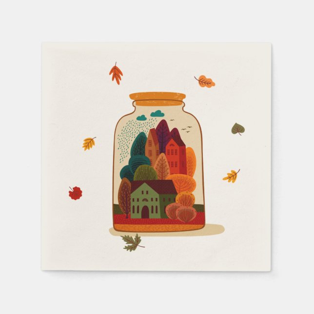 Serviette En Papier Ville d'automne rustique à Jar (Devant)