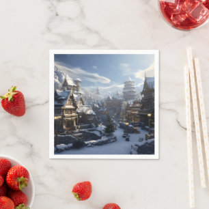 Serviette En Papier Ville d'hiver Fantastique