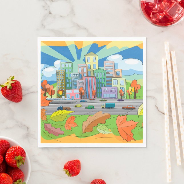 Serviette En Papier Ville En Automne (Créateur téléchargé)
