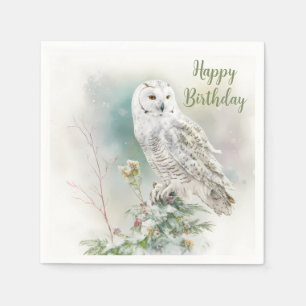 Serviette En Papier Villes d'hiver Owl - fête d'anniversaire -