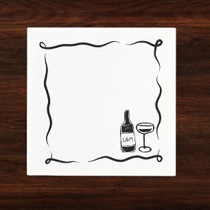 Serviette En Papier Vin à main dessiné en Whimsical Mariage personnali