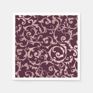 Serviette En Papier Vin de framboise Rose Gold Mariage Moderne Élégant