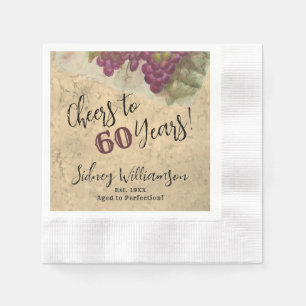 Serviette En Papier Vin Élégant 60e Anniversaire   À 60 Années de Bonh