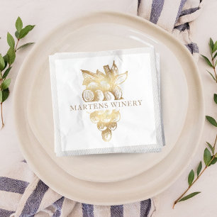 Serviette En Papier Vin Entreprise Vaisseau Élégant Raisins Or