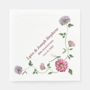 Serviette En Papier Vin floral rose et violet