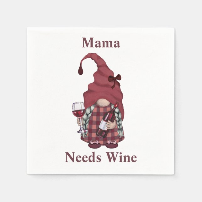 Serviette En Papier Vin Gnome Mama A Besoin De Vin Personnaliser Funny (Devant)