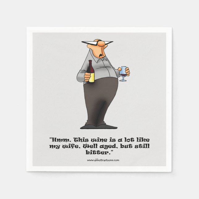 Serviette En Papier Vin Humour Cocktail Party Napkins (Devant)