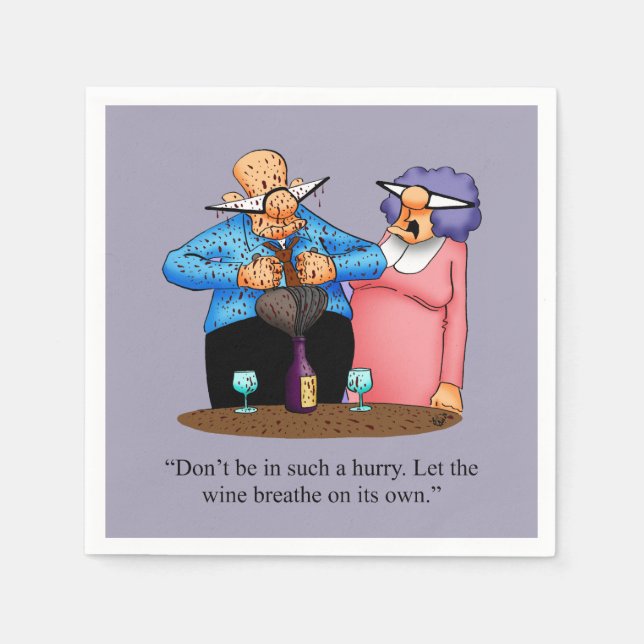 Serviette En Papier Vin Humour Cocktail Party Napkins (Devant)