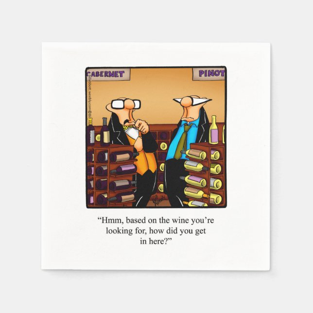 Serviette En Papier Vin Humour Cocktail Party Napkins (Devant)