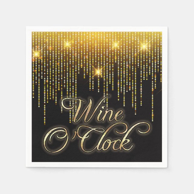 Serviette En Papier Vin O'Clock Gold Glitz (Devant)