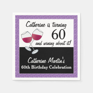 Serviette En Papier Vin Rouge, 60e Fête d'Anniversaire