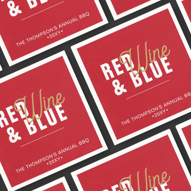 Serviette En Papier Vin rouge et papier de 4 juillet bleu (Créateur téléchargé)